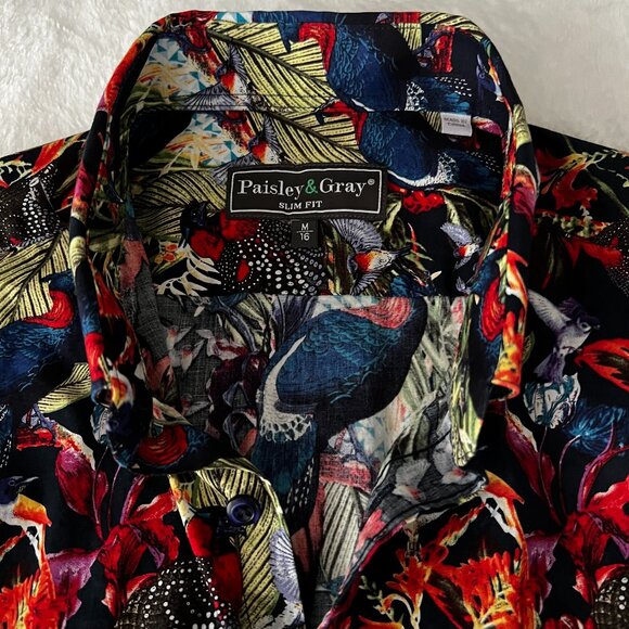 Paisley & Gray Floral/Birds Button Down Shirt Slim Fit M/16 NWOT - Picture 4 of 9